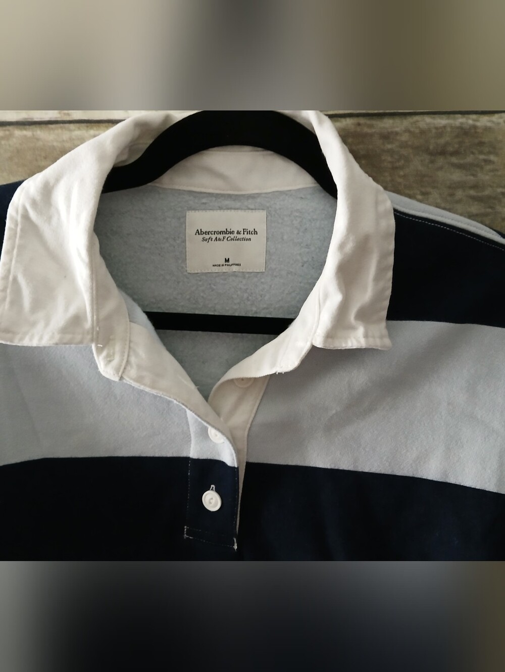 Abercrombie & Fitch Women's Navy and White Striped Rugby Sweater, Soft A&F, - Picture 4 of 14